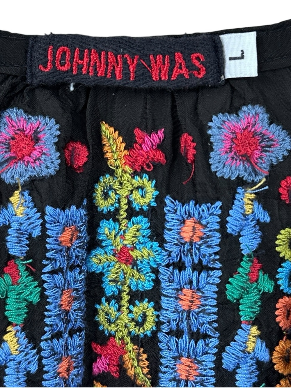 JOHNNY WAS Embroidered Tunic Top Blouse Sheer Black - Picture 7 of 8